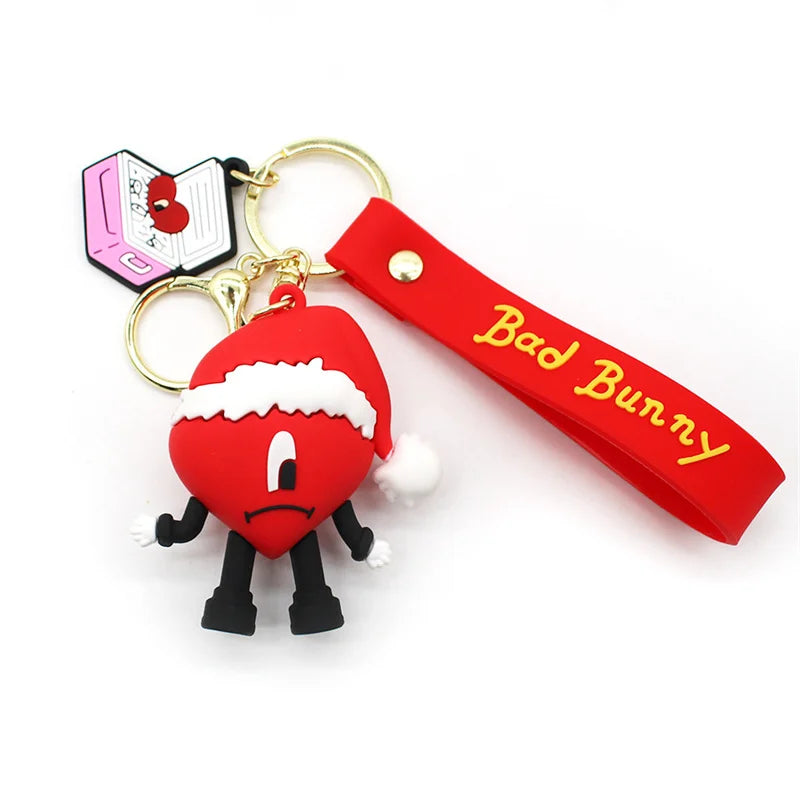 Cute Bad Bunny Heart Keychain Keyring