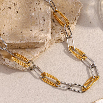 EJ  18K Gold Plated Stainless Steel Waterproof Necklace