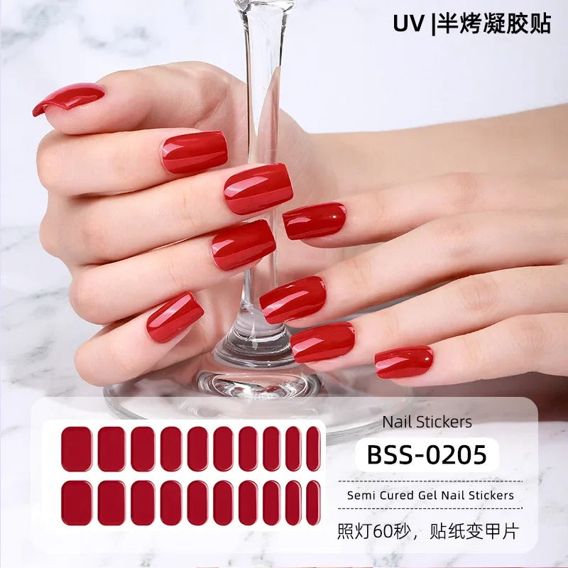 Strips Semi-cured Gel Nail Stickers Waterproof