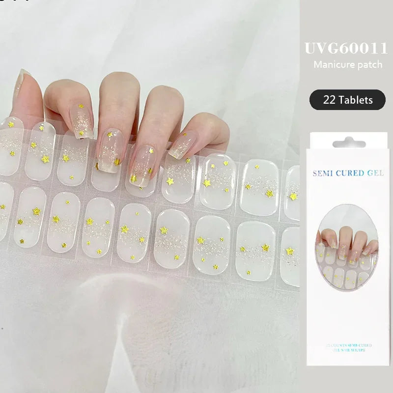 Strips Semi-cured Gel Nail Stickers Waterproof