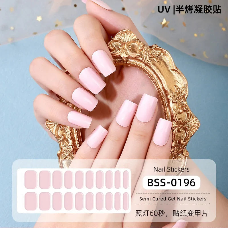 Strips Semi-cured Gel Nail Stickers Waterproof