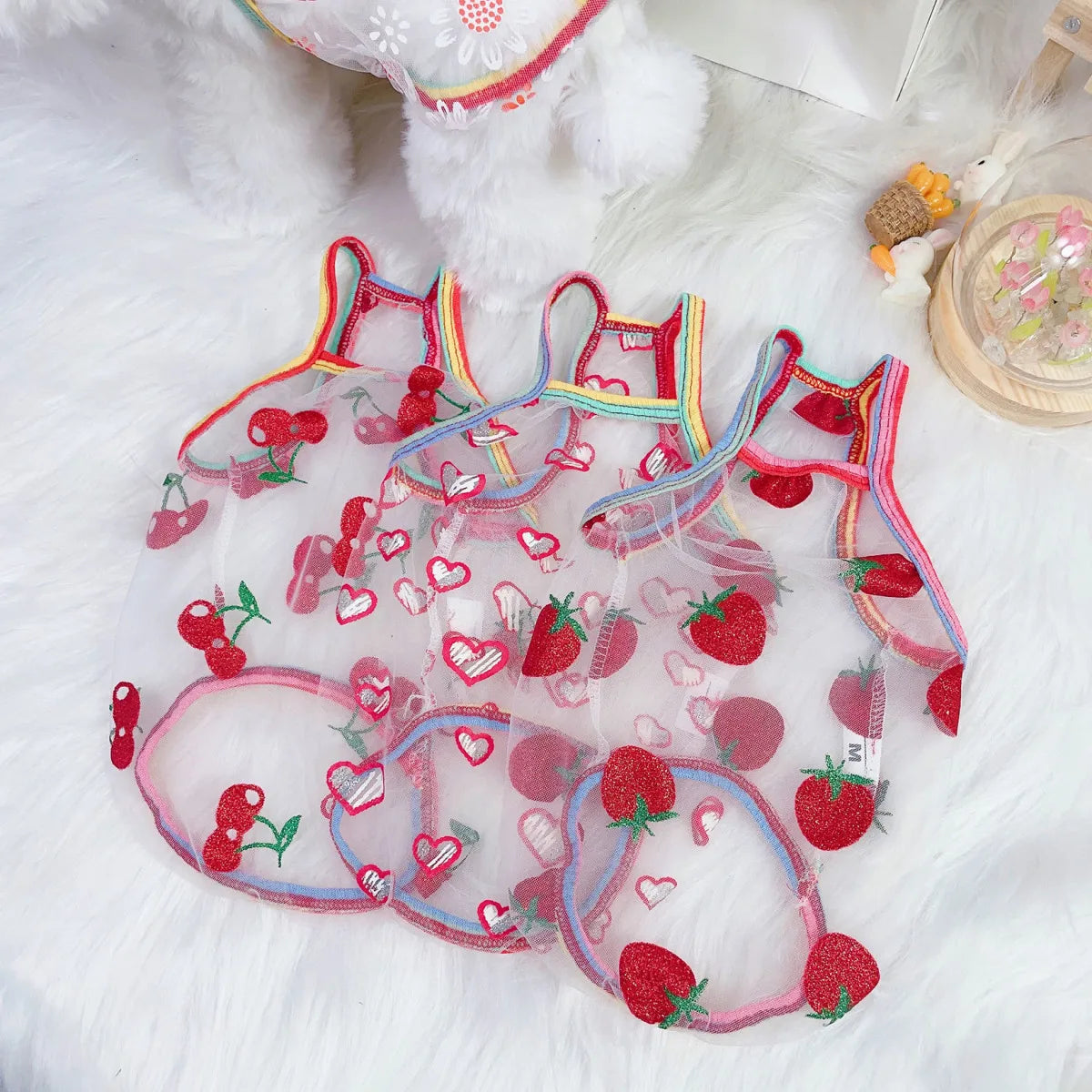 Dogs Cute Mesh Strawberry Camisole