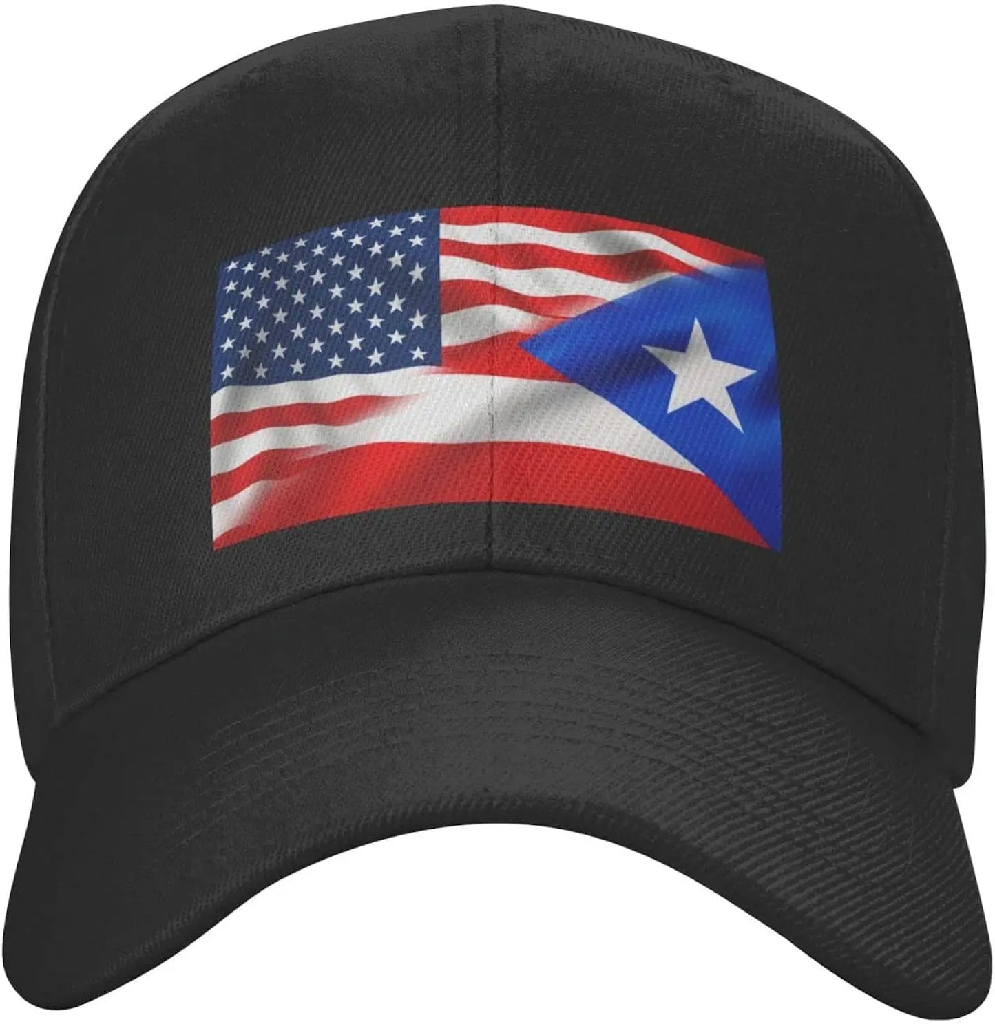 Half American Half Puerto Rico Flag Peaked Cap Unisex