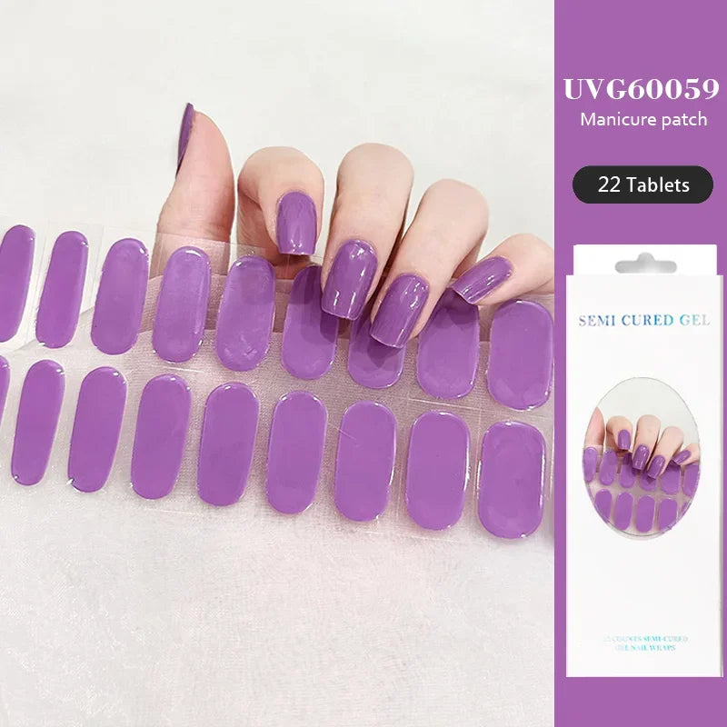 Strips Semi-cured Gel Nail Stickers Waterproof