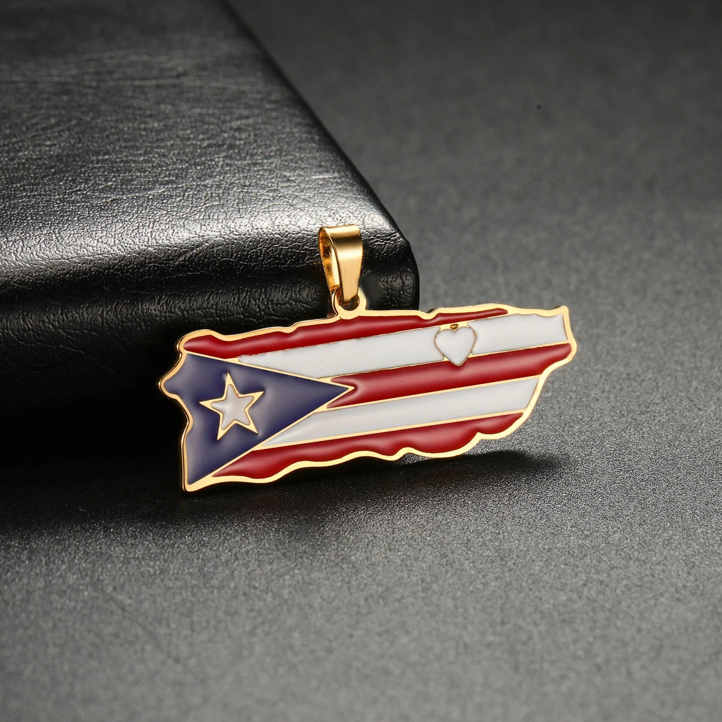 Puerto Rico Map Flag Pendant
