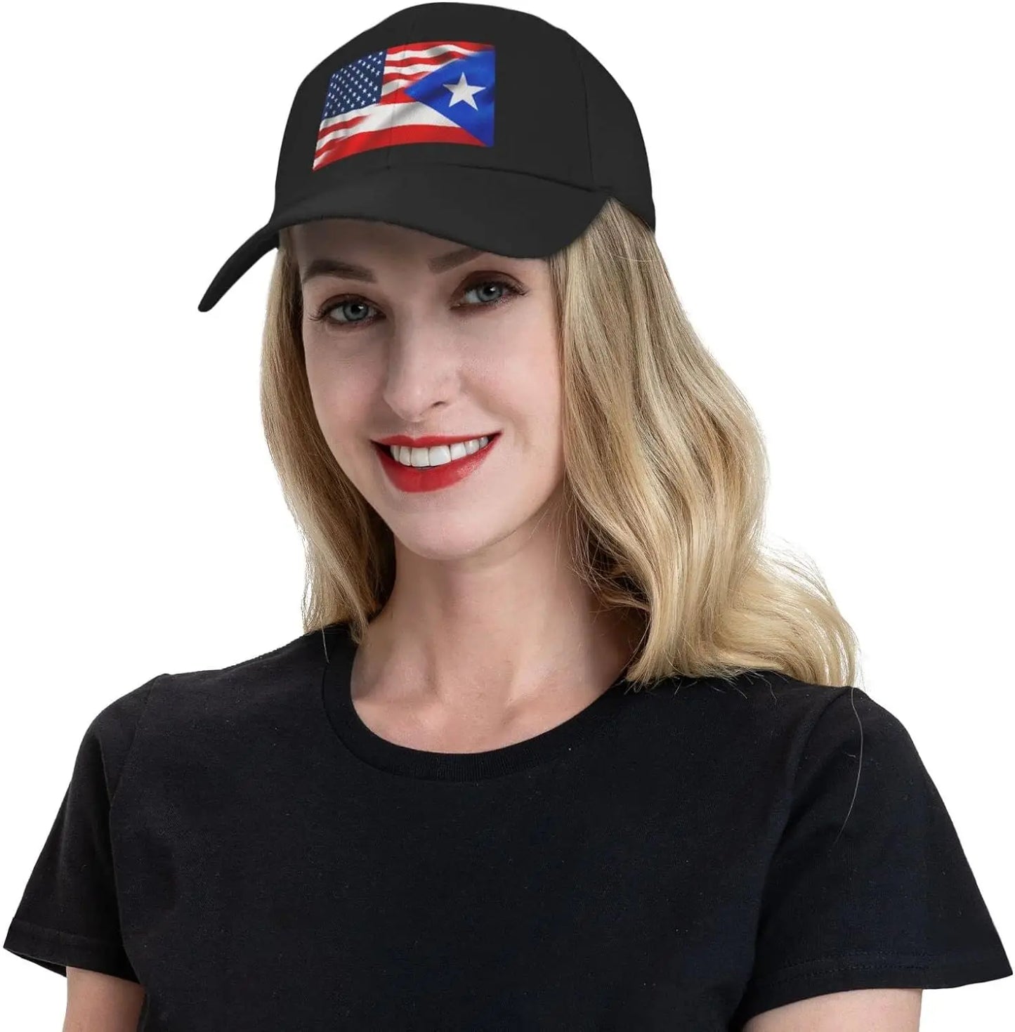 Half American Half Puerto Rico Flag Peaked Cap Unisex