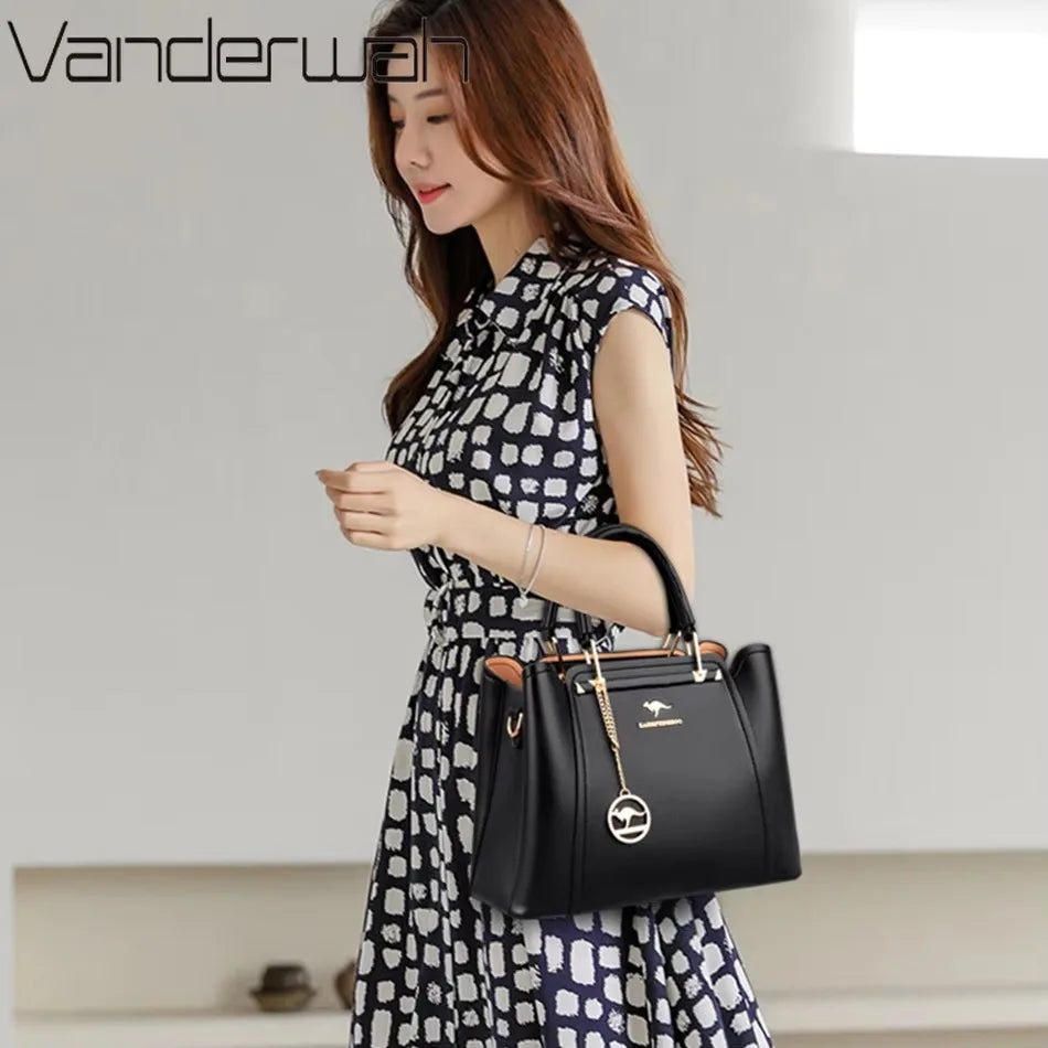 Luxury Handbag Fashion Print Large Capacity Soft Leather