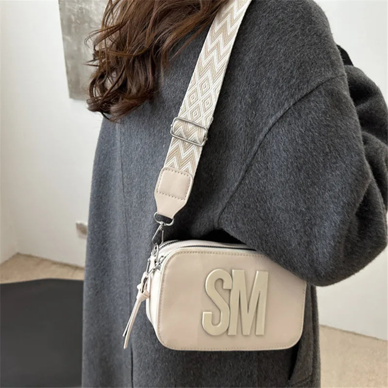 Stylish Versatile  Single Shoulder Bag, SM Letter Pu Leather