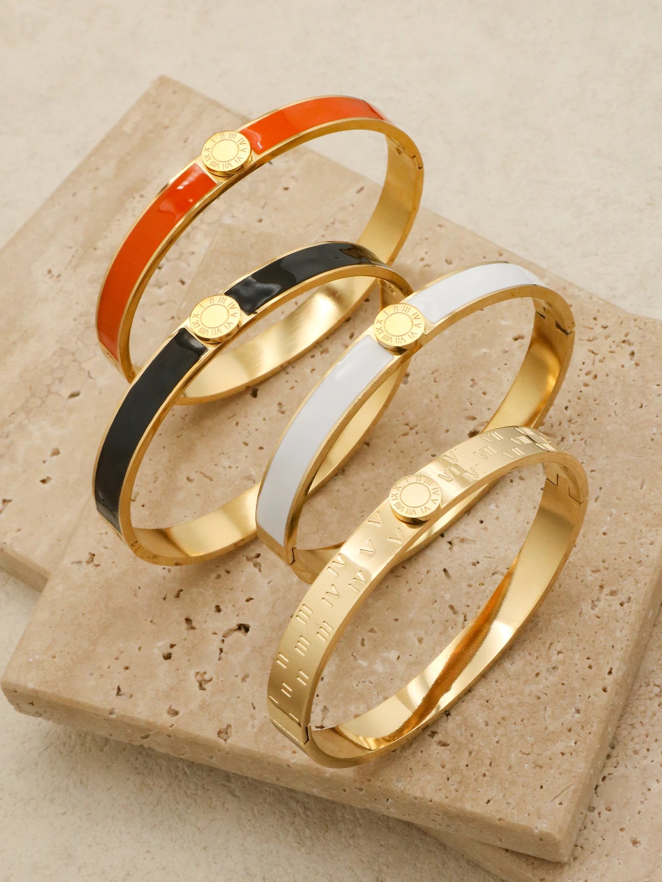 Luxury  7mm Stainless Steel Enamel Bracelet