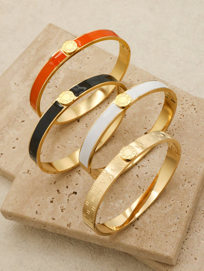 Luxury  7mm Stainless Steel Enamel Bracelet