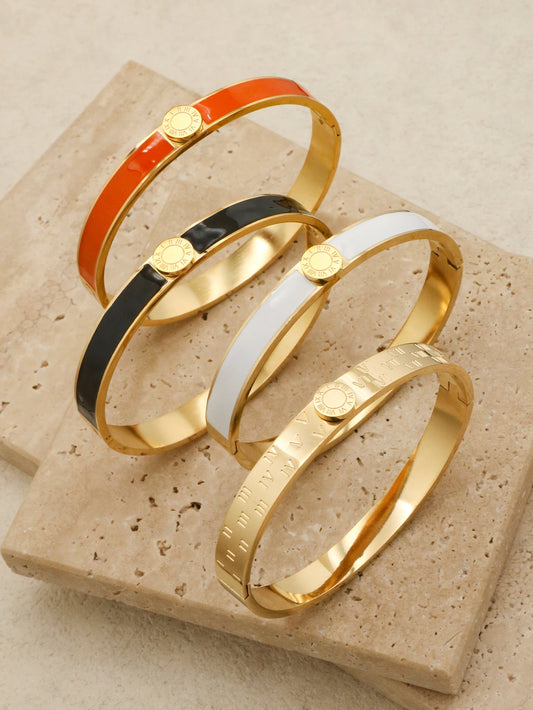 Luxury  7mm Stainless Steel Enamel Bracelet