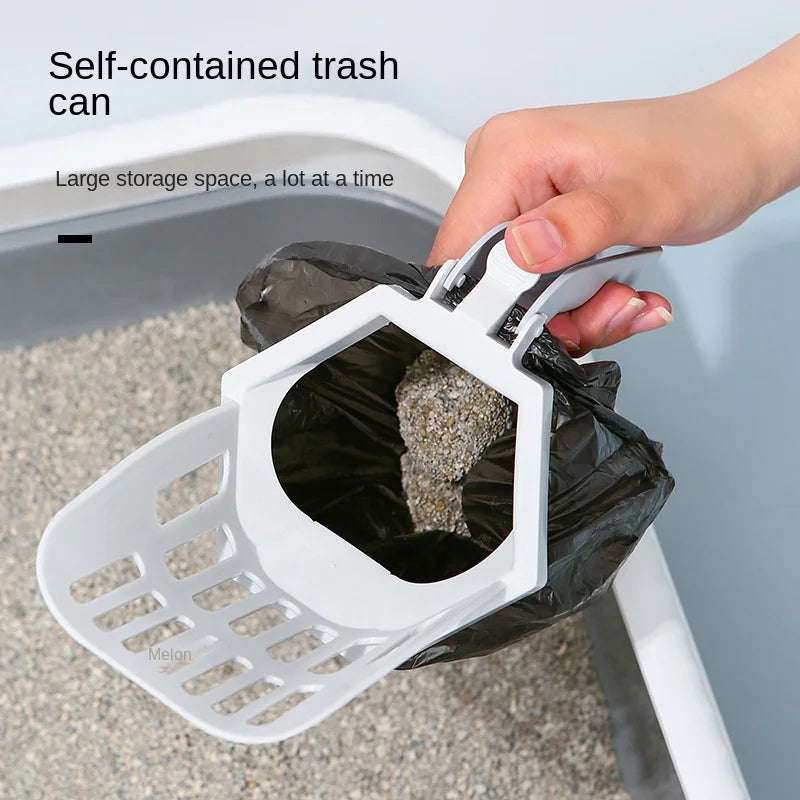 Cat Litter Scooper Large Capacity Built-in Poop Bag Cats