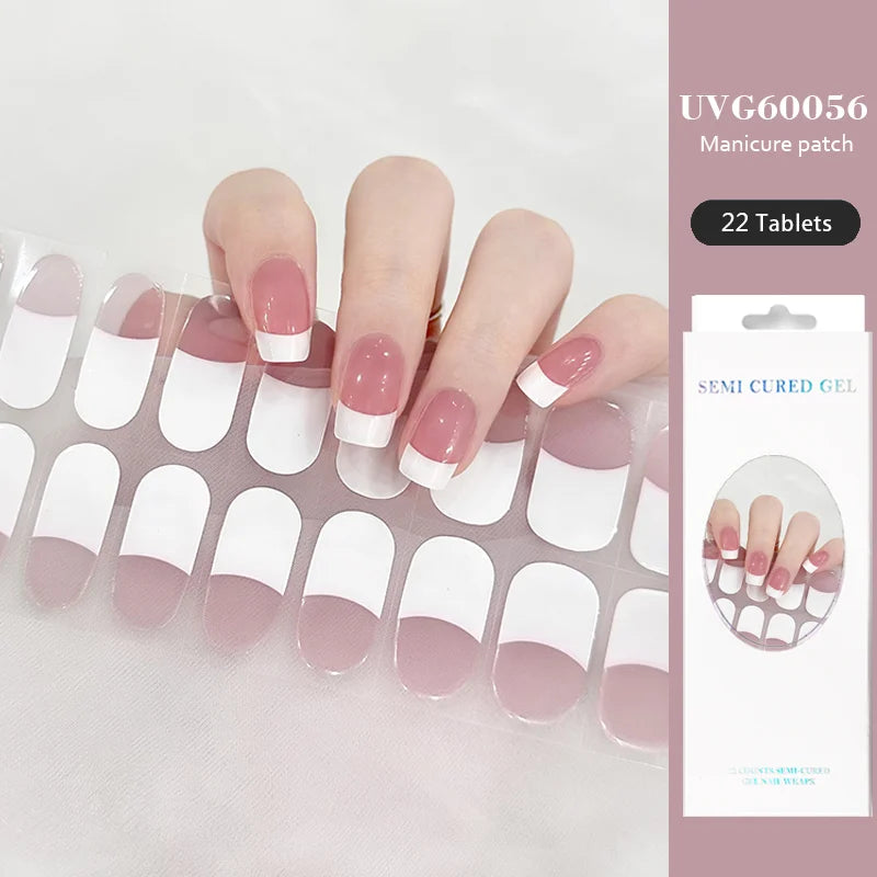 Strips Semi-cured Gel Nail Stickers Waterproof