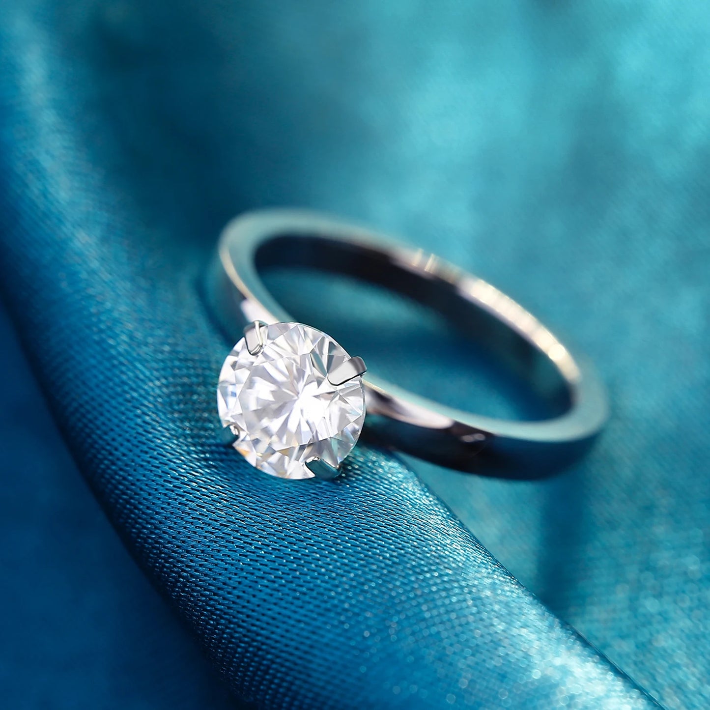 Solitaire  Stainless Steel Rings Interchangeable Cubic Zirconia