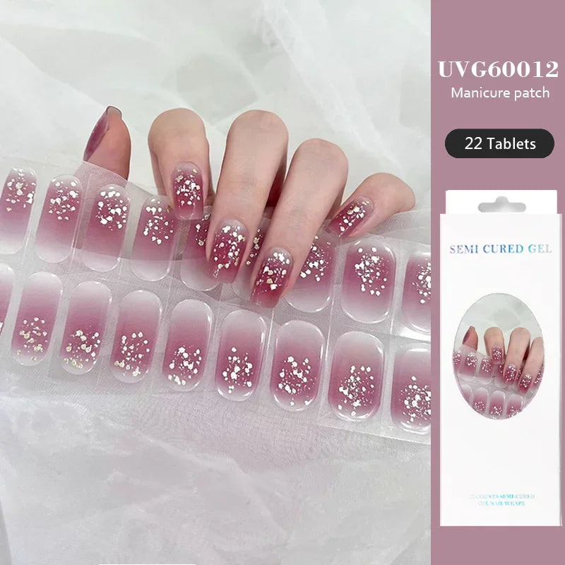 Strips Semi-cured Gel Nail Stickers Waterproof