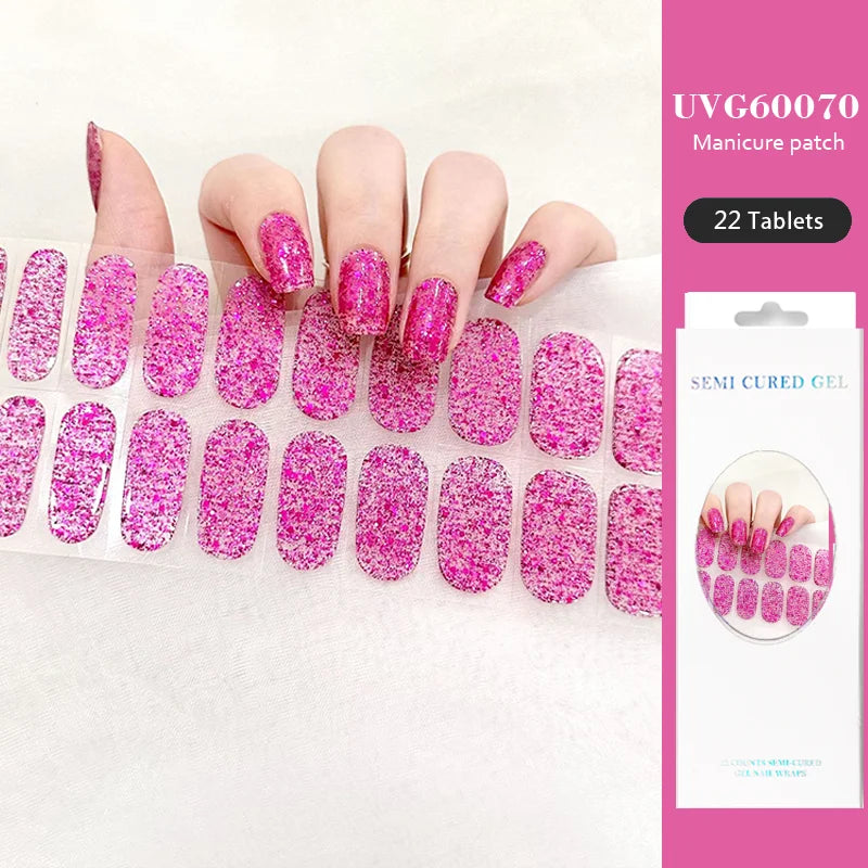 Strips Semi-cured Gel Nail Stickers Waterproof