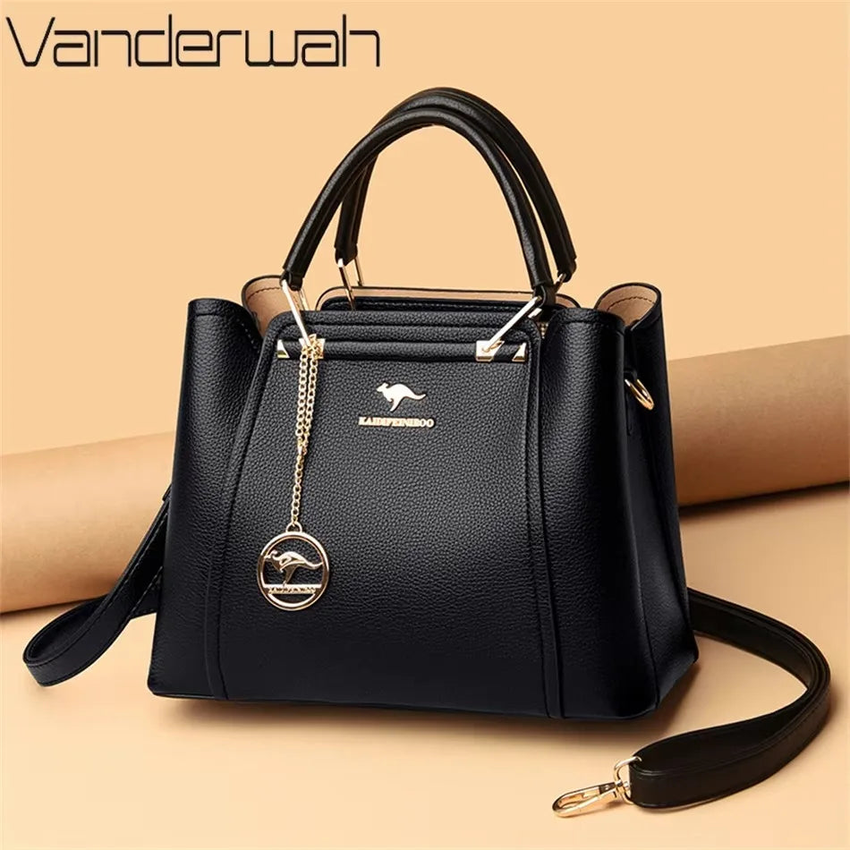 Luxury Handbag Fashion Print Large Capacity Soft Leather