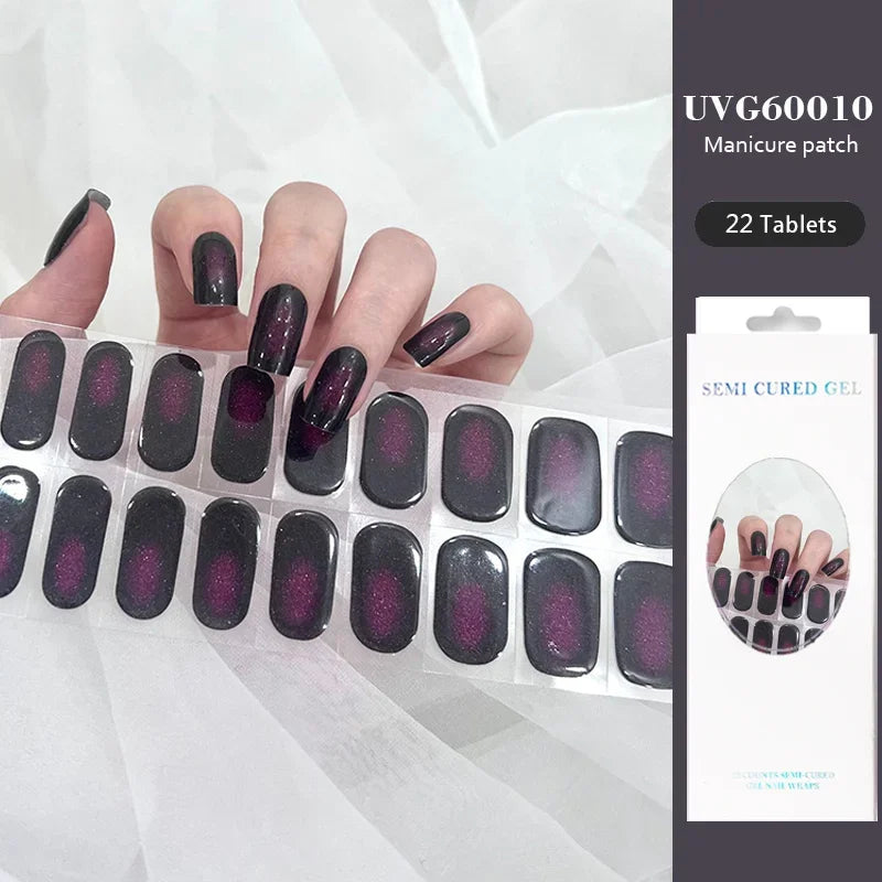 Strips Semi-cured Gel Nail Stickers Waterproof