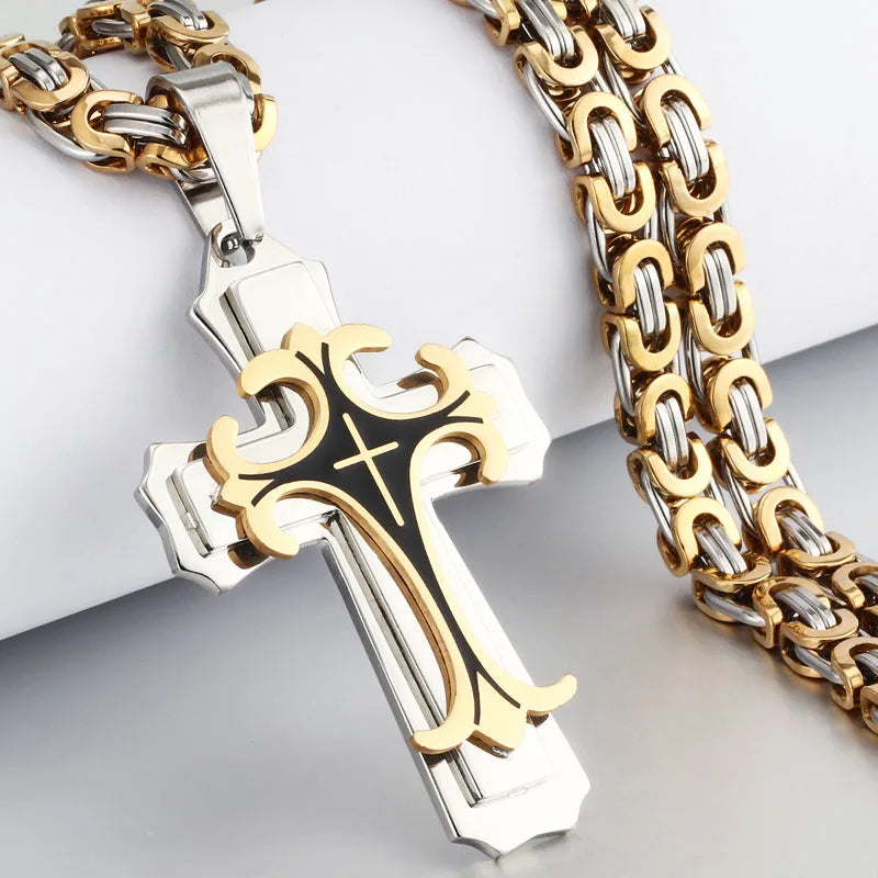 EJ Vintage Unisex  Christian Trinity Latin Cross Necklace