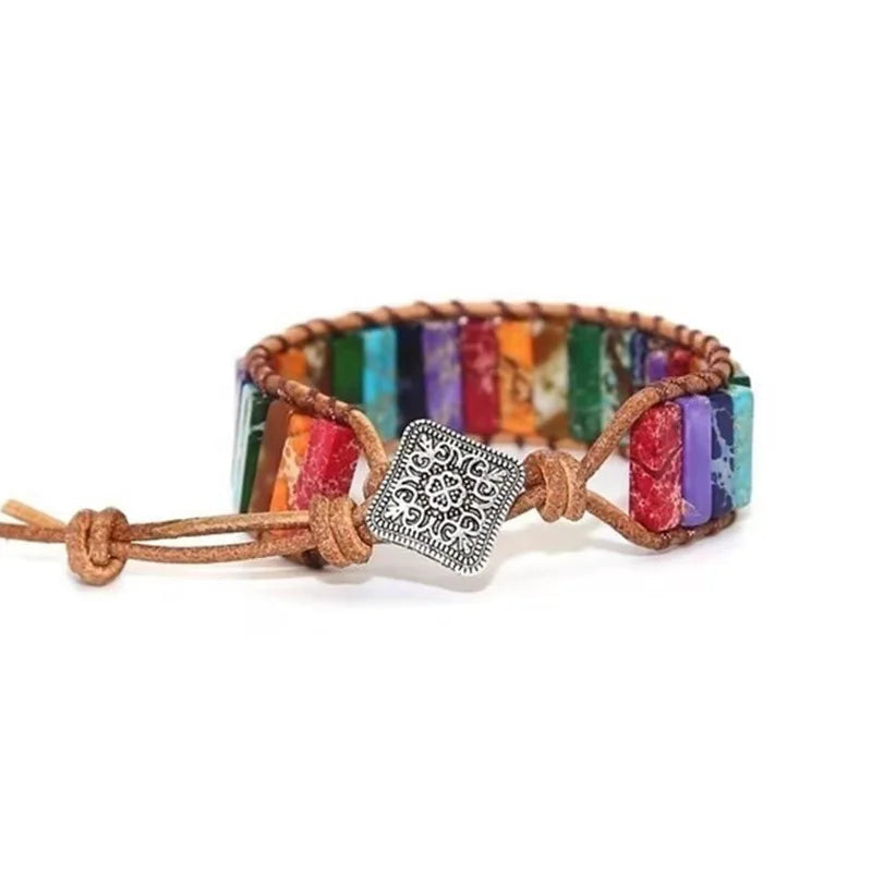 New Ethnic Style Multicolor Natural Gem Leather Bracelets