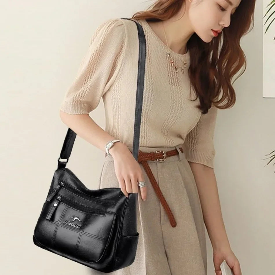 Luxury Handbag Fashion Print Large Capacity Soft Leather