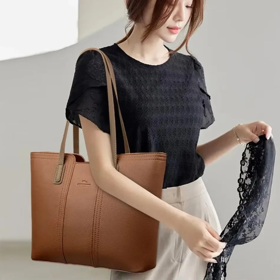 Luxury Handbag Fashion Print Large Capacity Soft Leather