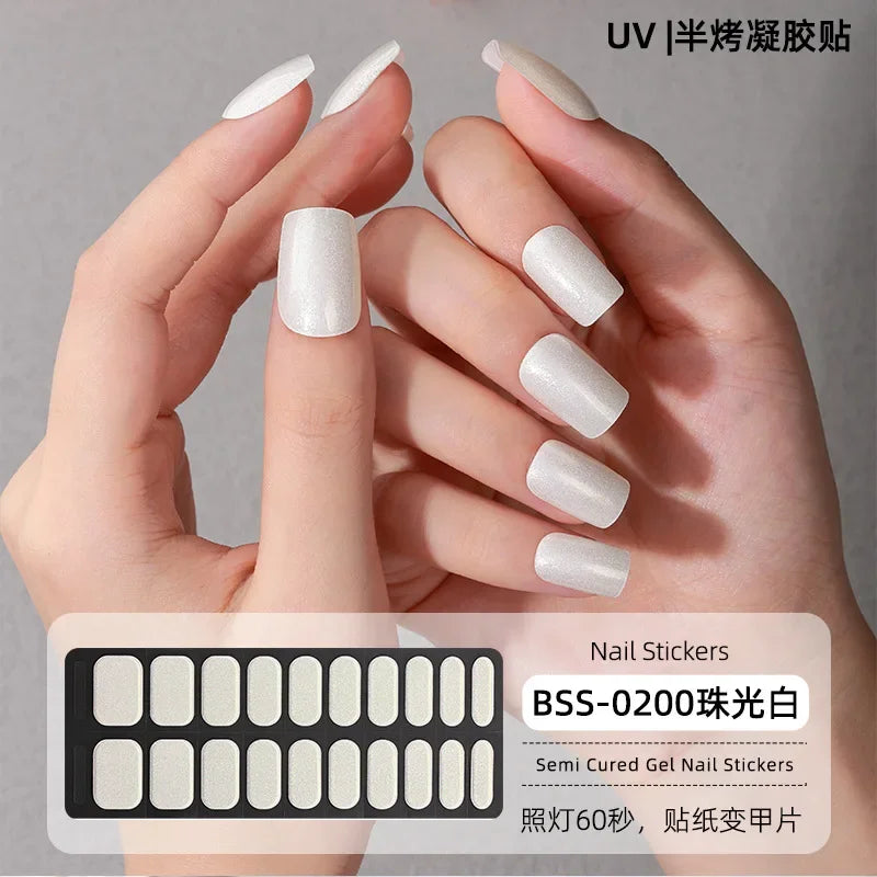 Strips Semi-cured Gel Nail Stickers Waterproof