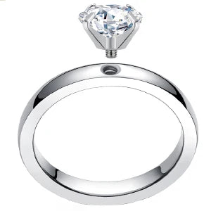 Solitaire  Stainless Steel Rings Interchangeable Cubic Zirconia