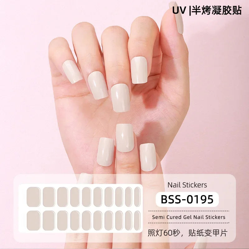 Strips Semi-cured Gel Nail Stickers Waterproof