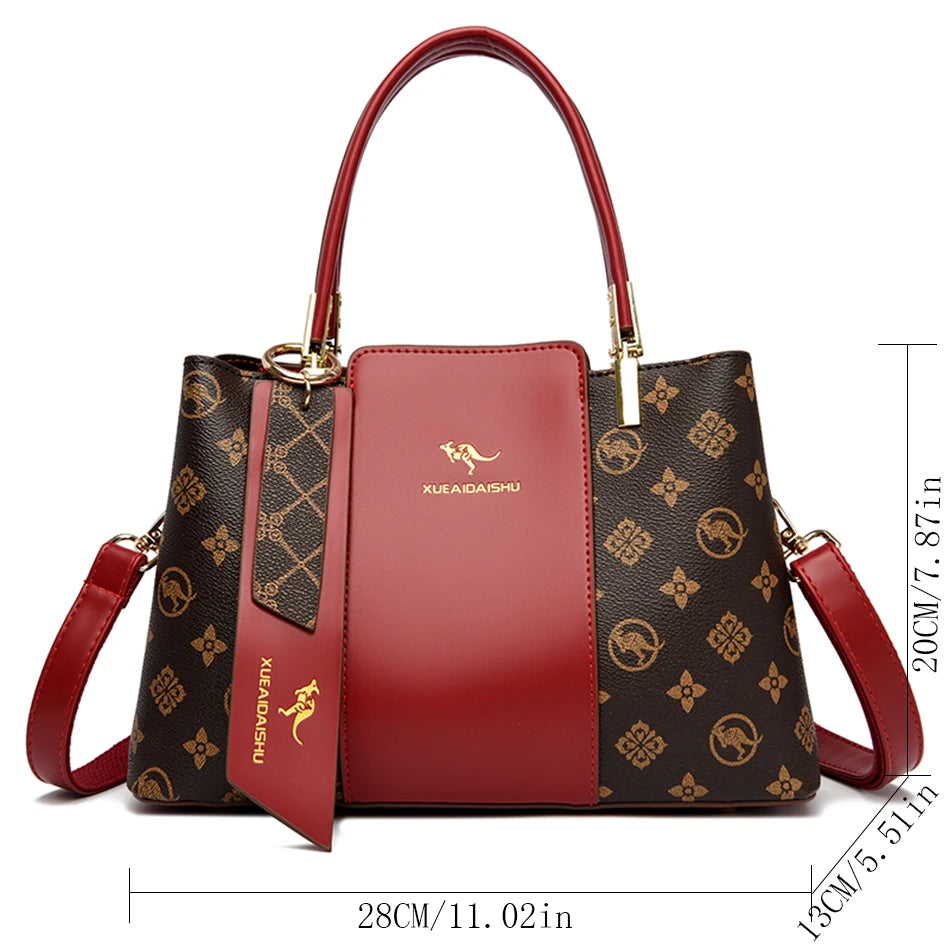 Luxury Handbag Fashion Print Large Capacity Soft Leather