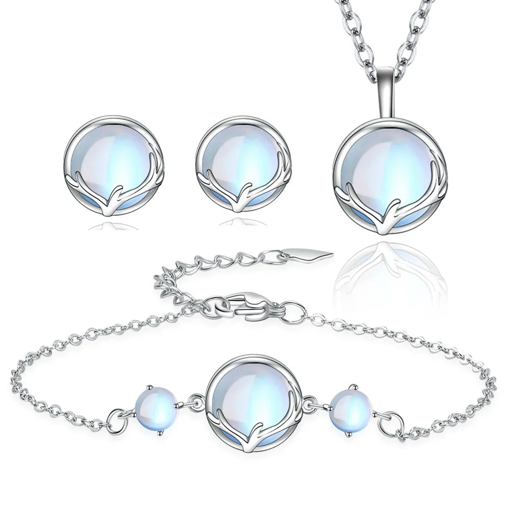 925 Sterling Silver Jewelry Sets Round Crystal