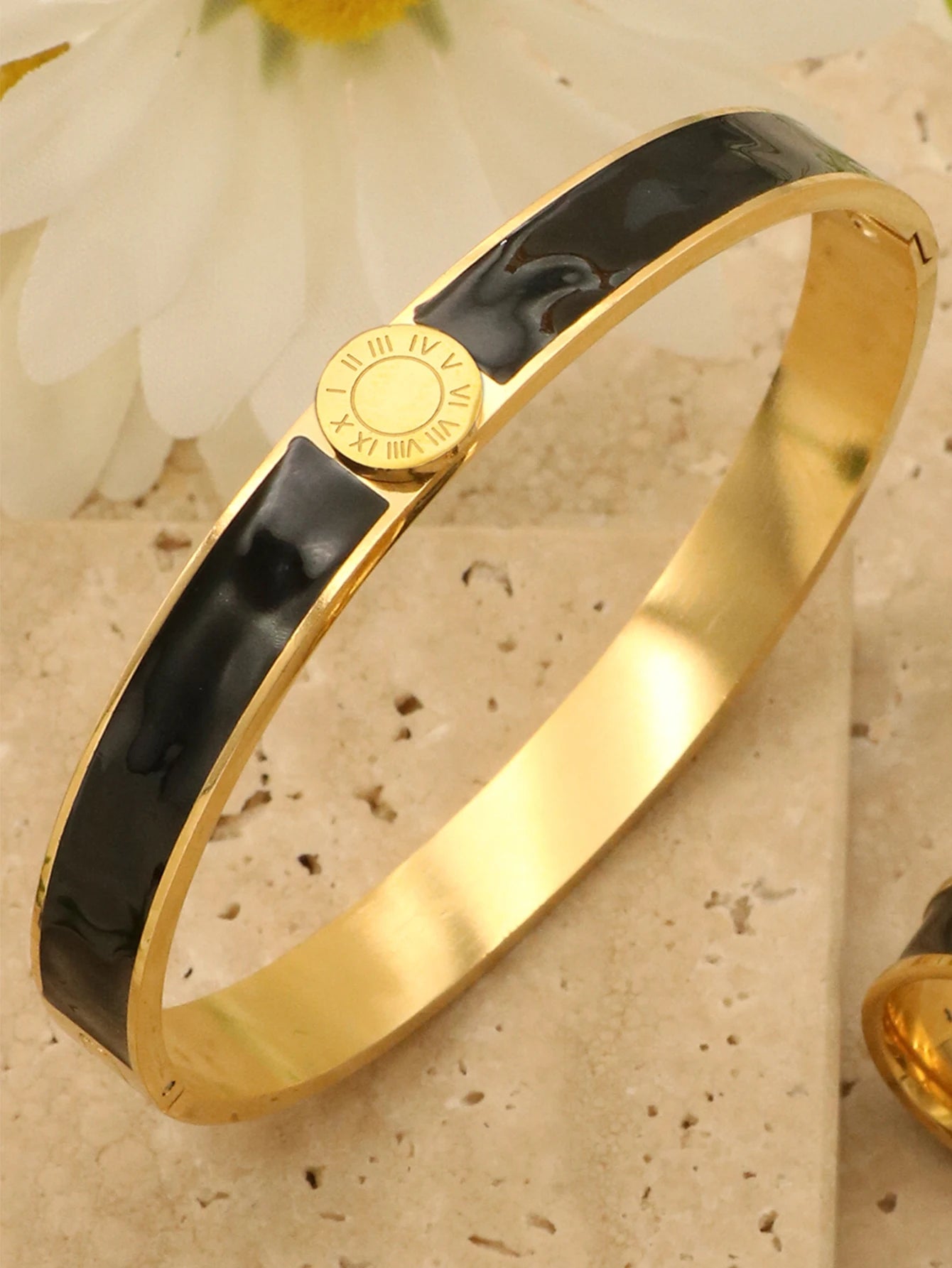 Luxury  7mm Stainless Steel Enamel Bracelet