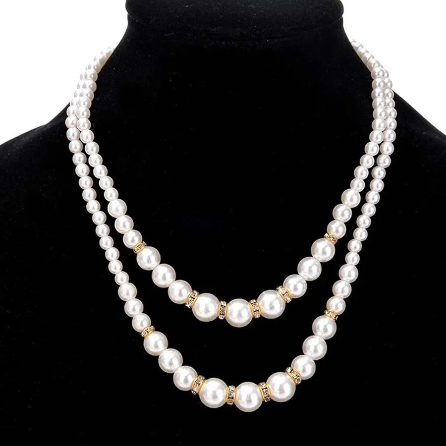 Double Layer Pearl Choker Necklace for Women