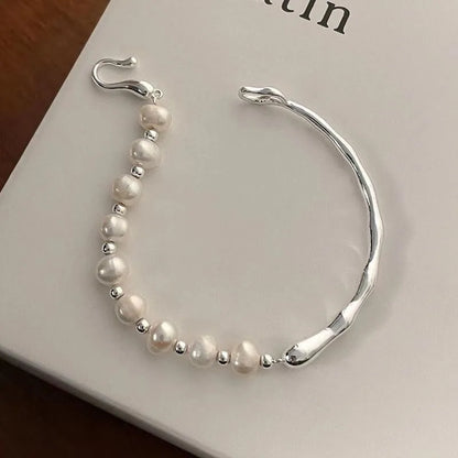 Luxury 925 Sterling Silver Knots Pearl Bracelet