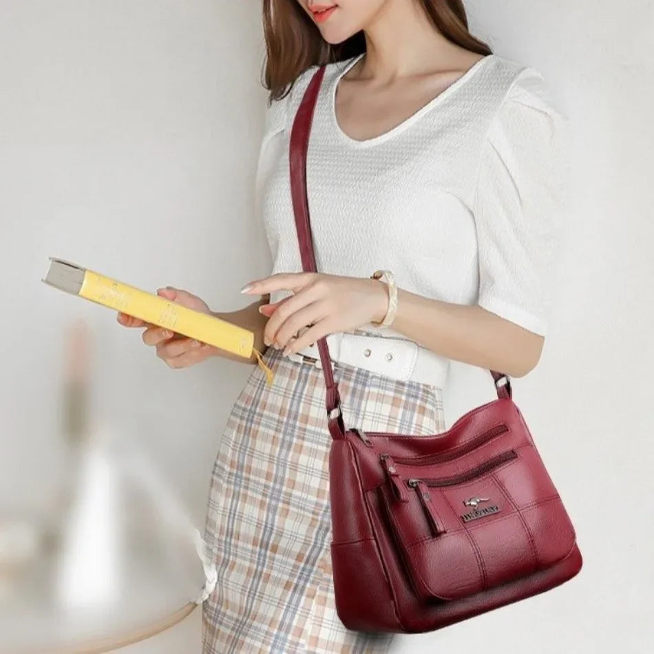 Luxury Handbag Fashion Print Large Capacity Soft Leather