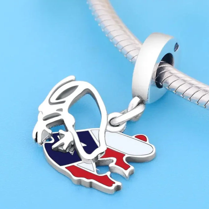 Original Pan Charms Bracelet 925 Sterling Silver Puerto Rico Frog Shape Flag