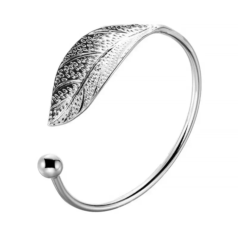 Cuff Bracelet Open Leaf Shaped Adjustable