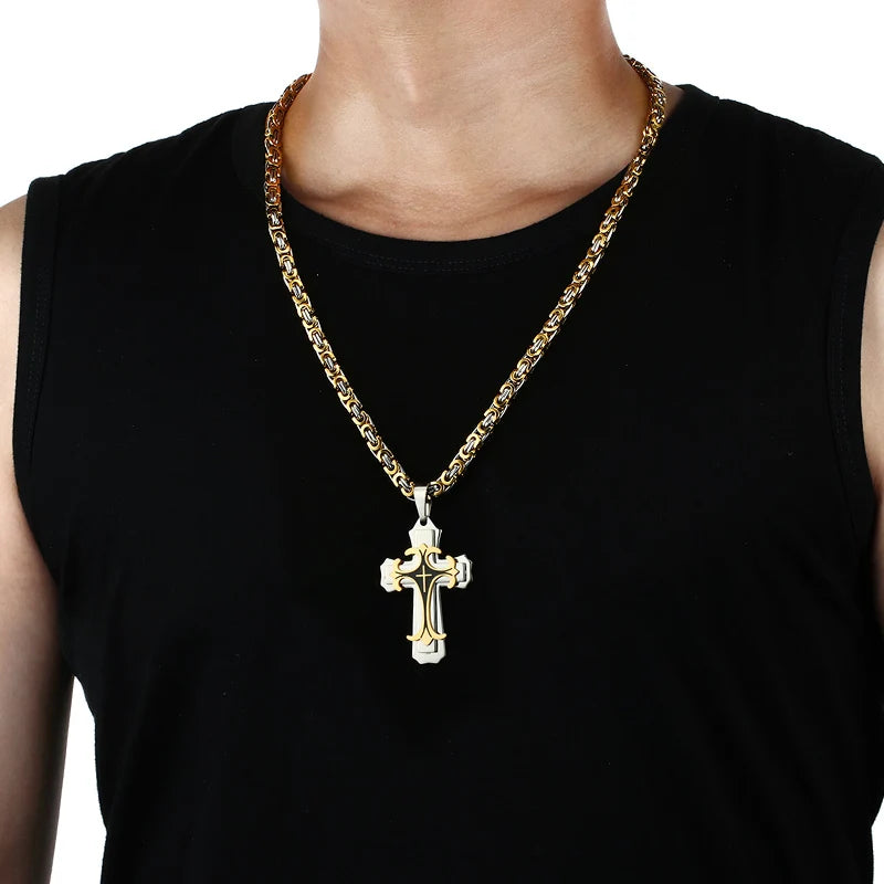 EJ Vintage Unisex  Christian Trinity Latin Cross Necklace