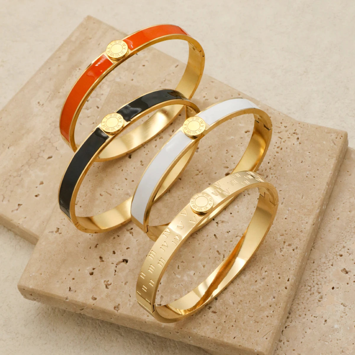 Luxury  7mm Stainless Steel Enamel Bracelet