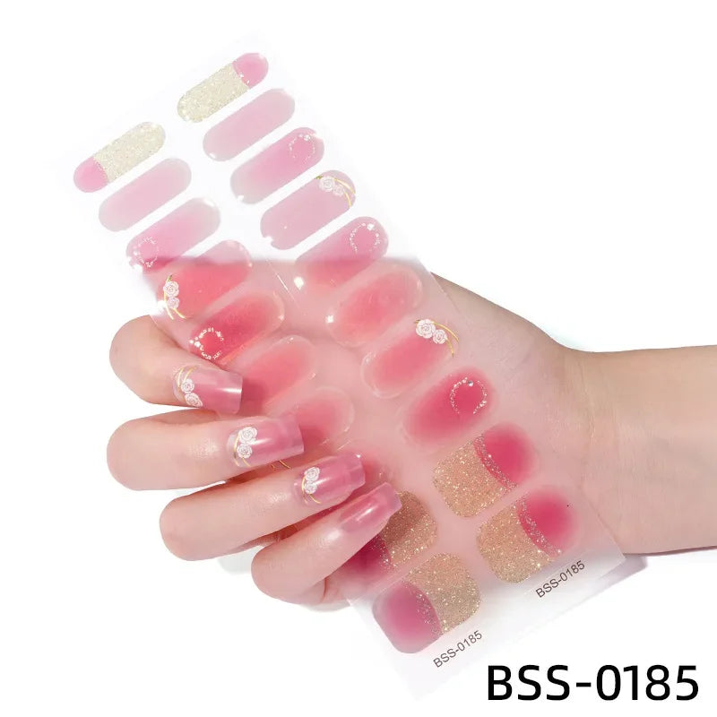 Strips Semi-cured Gel Nail Stickers Waterproof