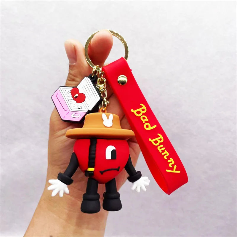 Cute Bad Bunny Heart Keychain Keyring