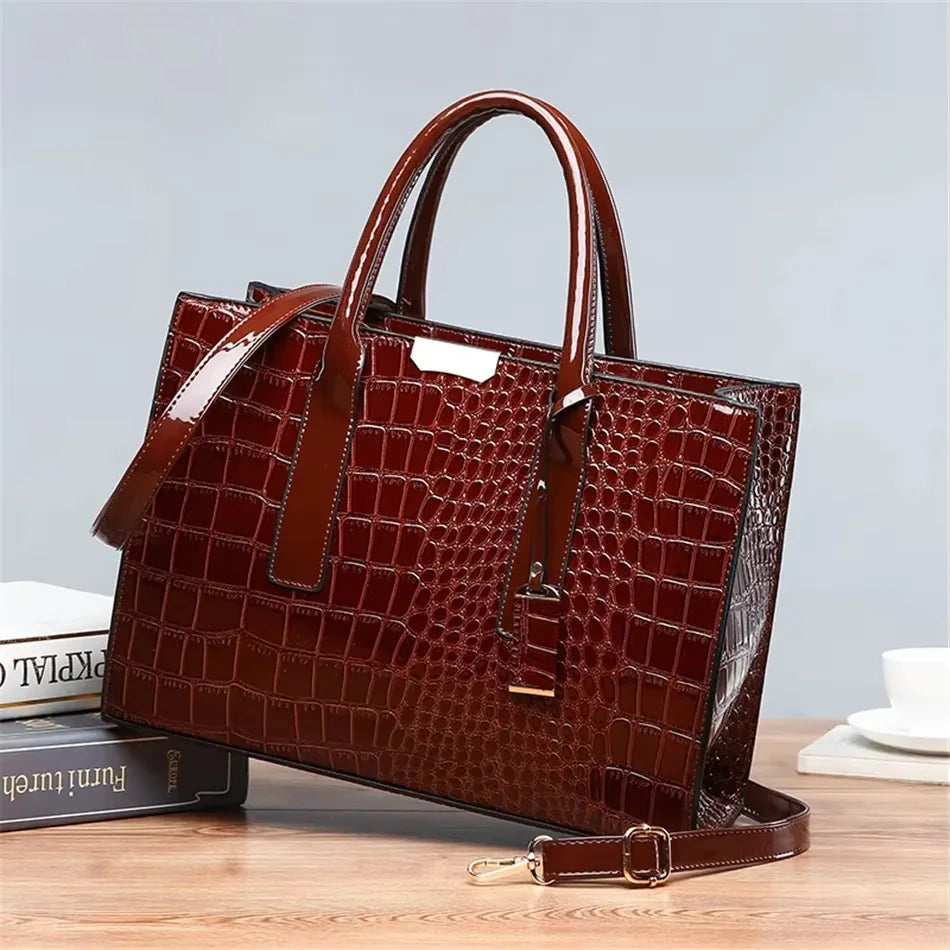 Luxury Handbag Fashion Print Large Capacity Soft Leather