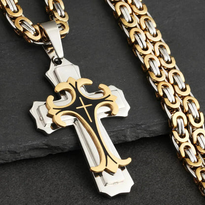 EJ Vintage Unisex  Christian Trinity Latin Cross Necklace