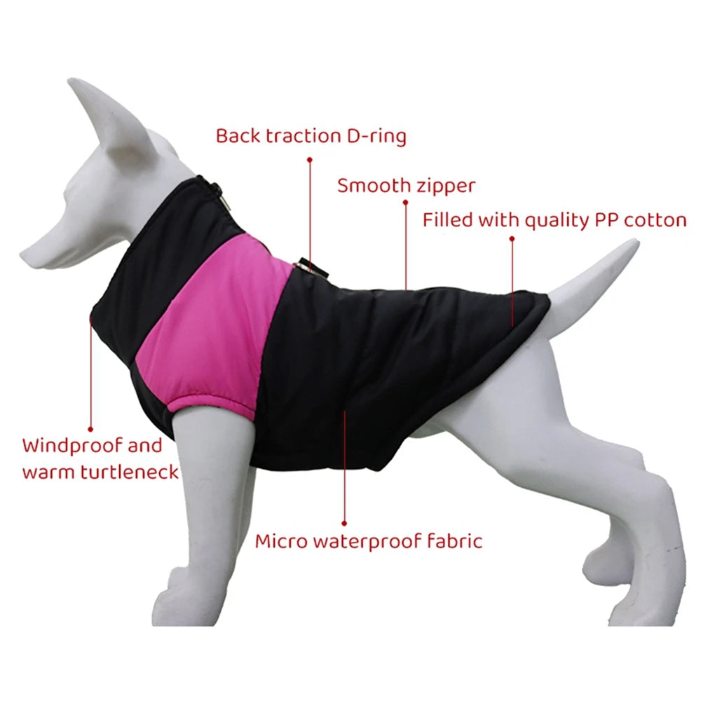 Dog Clothes Zippered Waterproof Pet Vest Jacket For Small Medium Large Dogs