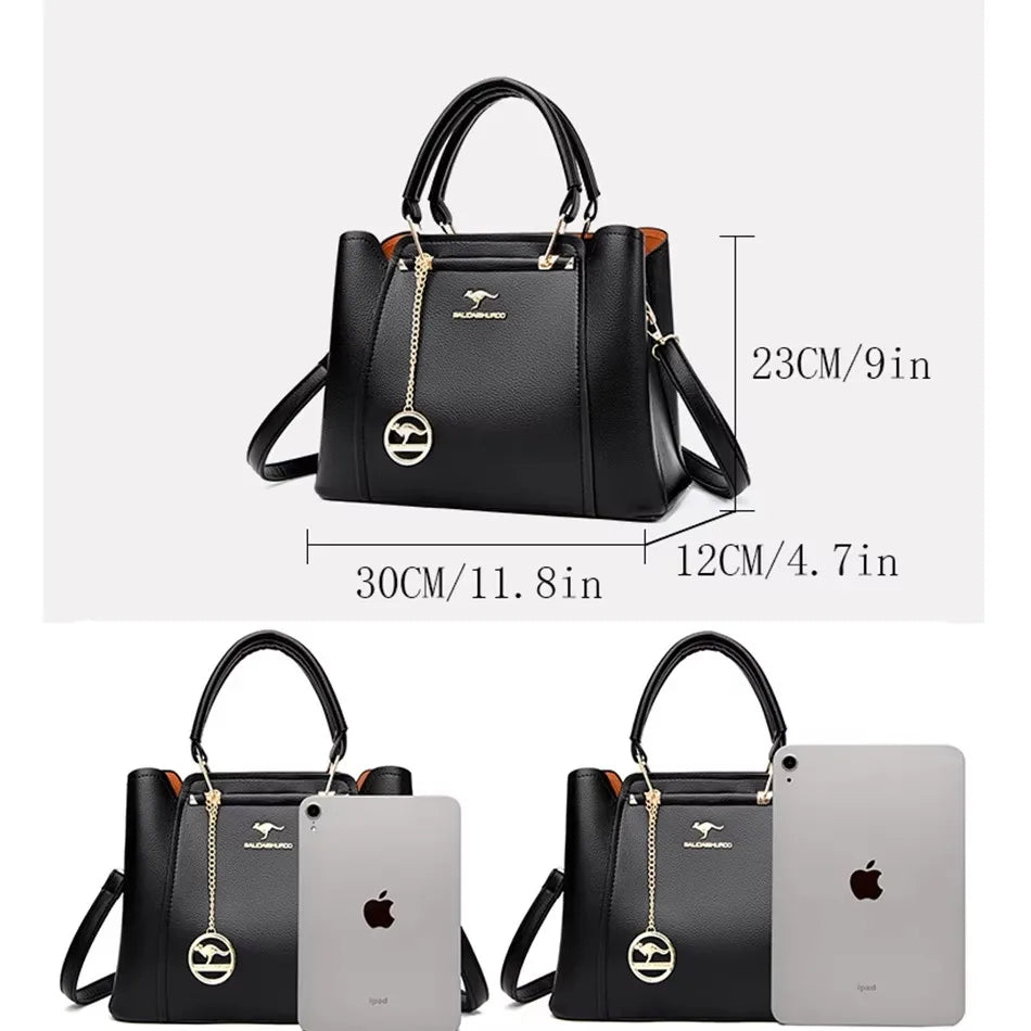 Luxury Handbag Fashion Print Large Capacity Soft Leather