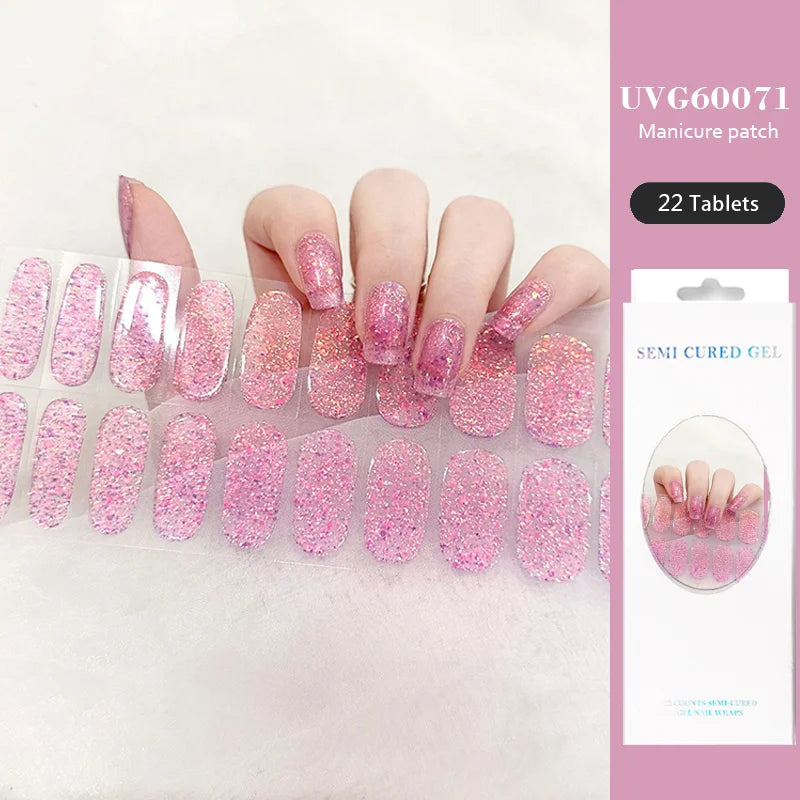 Strips Semi-cured Gel Nail Stickers Waterproof