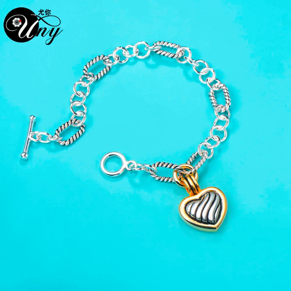 UNY Antique cable Heart Bracelet