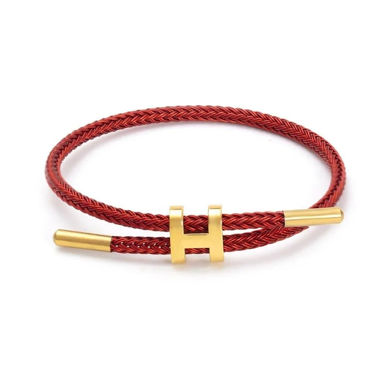Fashionable and elegant H-buckle stainless steel rope bracelet