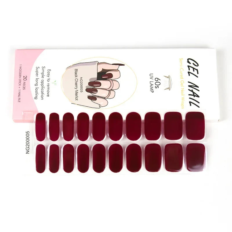 Strips Semi-cured Gel Nail Stickers Waterproof