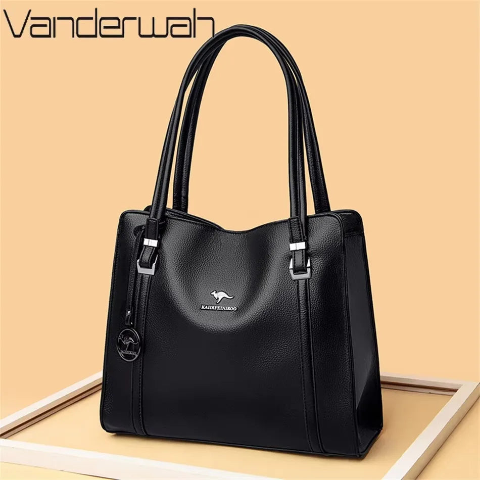 Luxury Handbag Fashion Print Large Capacity Soft Leather